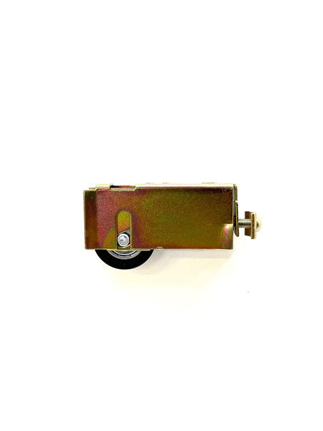 Adjustable door carriage with 17mm flared wings. Suits Frontline, Vincent, Vantage &amp; many others. Use M - 4140 as replacement roller.