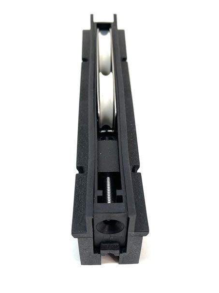 Adjustable sliding glass door carriage with roller